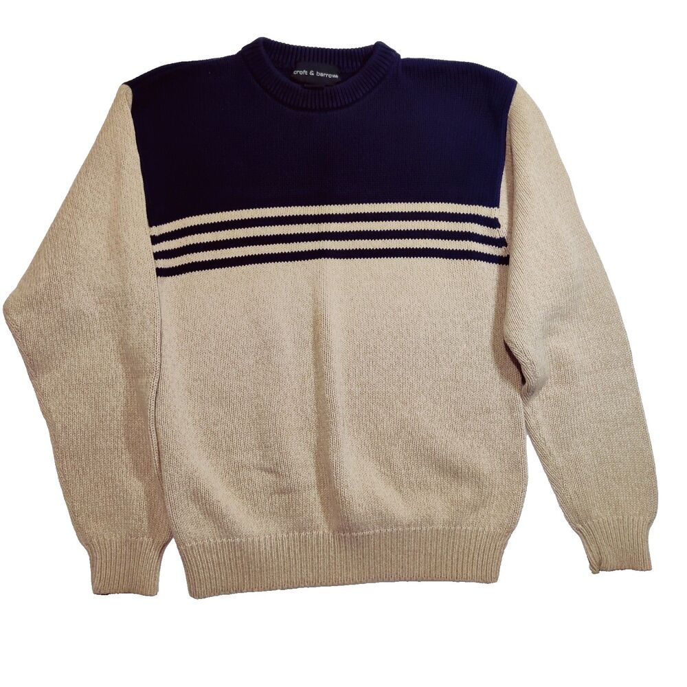 Vintage 90's Croft & Barrow 100% Cotton Knit Band Sweater Size S Long Sleeve